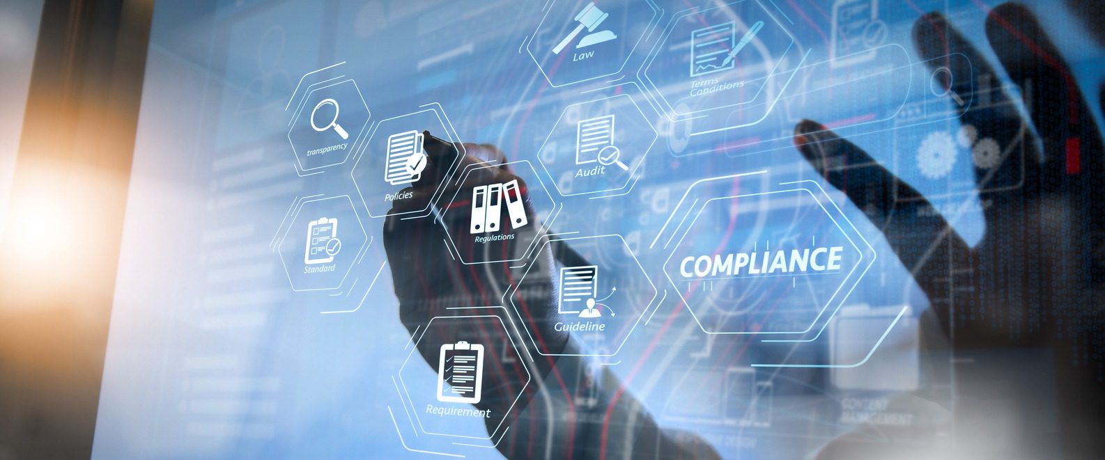 Business professional reviewing compliance requirements before adopting new AI tools
